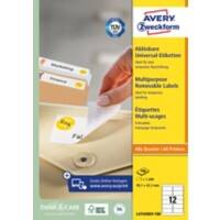 AVERY Zweckform Wiederablösbare Etiketten L4743REV-100 Weiß A4 99,1 x 42,3 mm 100 Blatt à 12 Etiketten