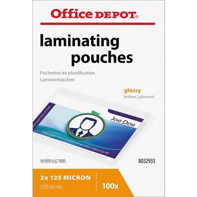Office Depot Laminierfolien Visitenkarte & Kreditkarte Glänzend 250 Mikron Transparent 100 Stück