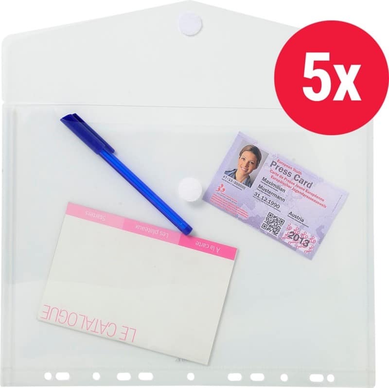 Exacompta Klarsichthüllen A4 Transparent 200 Mikron PP (Polypropylen) Seite mit Klappenöffnung 5 Stück