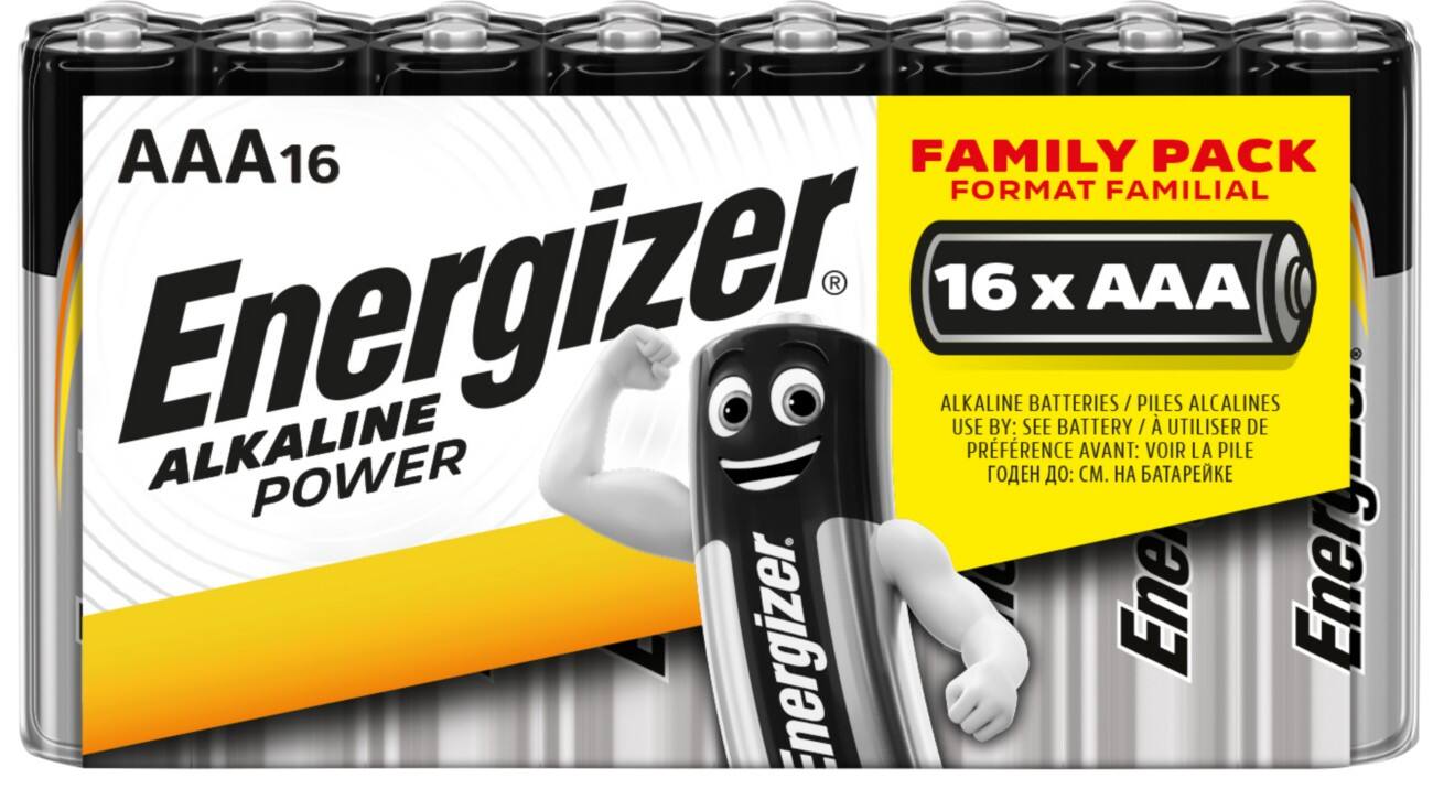 Energizer AAA Alkali-Batterien Power LR03 1,5 V 16 Stück