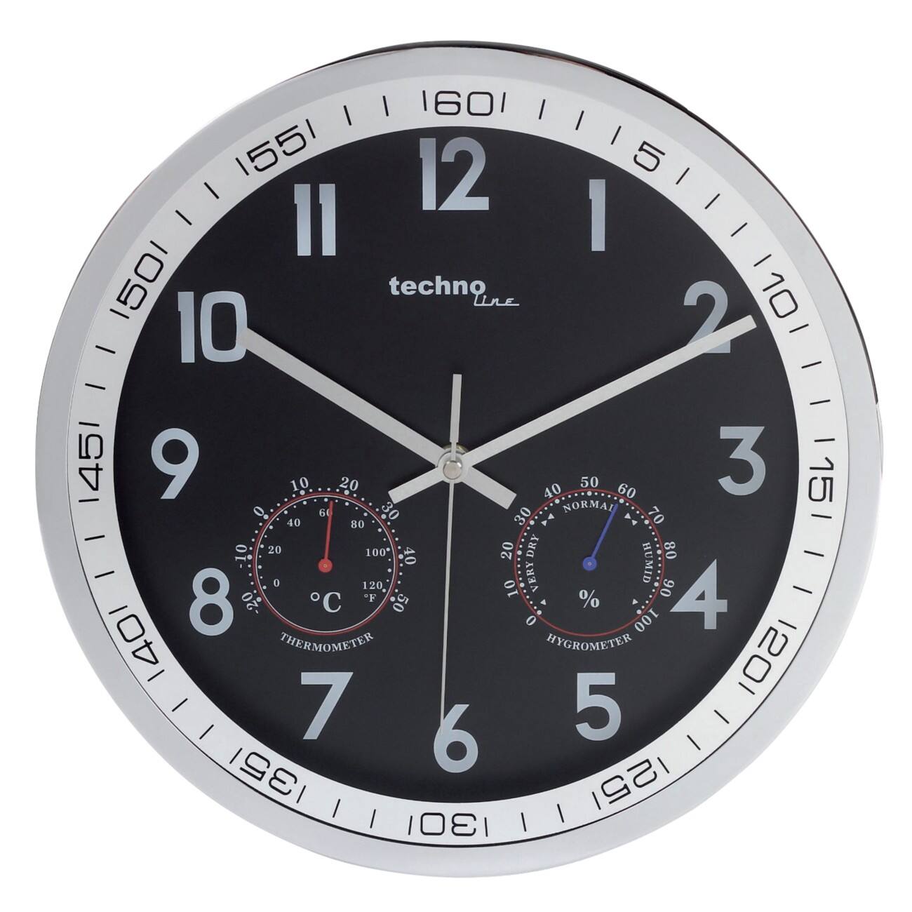 TechnoLine Wanduhr WT7981 30 x 5 cm Schwarz, Silber