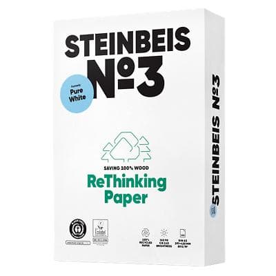 Steinbeis Pure No.3 DIN A3 Druckerpapier 100% Recycelt 80 g/m² Glatt Weiß 500 Blatt