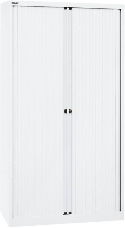 Bisley Rollladenschrank Stahl 4 Fachböden abschließbar 1.000 x 430 x 1.980 mm Verkehrsweiß