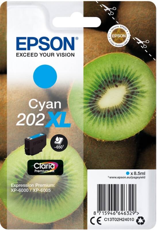 Epson 202XL Original Tintenpatrone C13T02H24010 Cyan