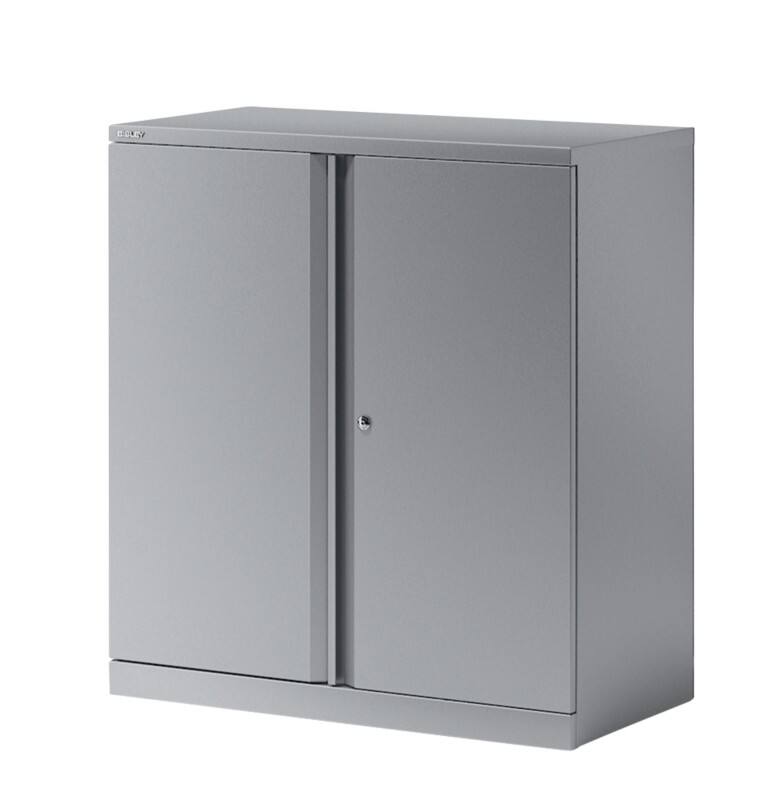 Bisley Flügeltürenschrank Stahl 1 Fachboden abschließbar 914 x 470 x 1.000 mm Silber