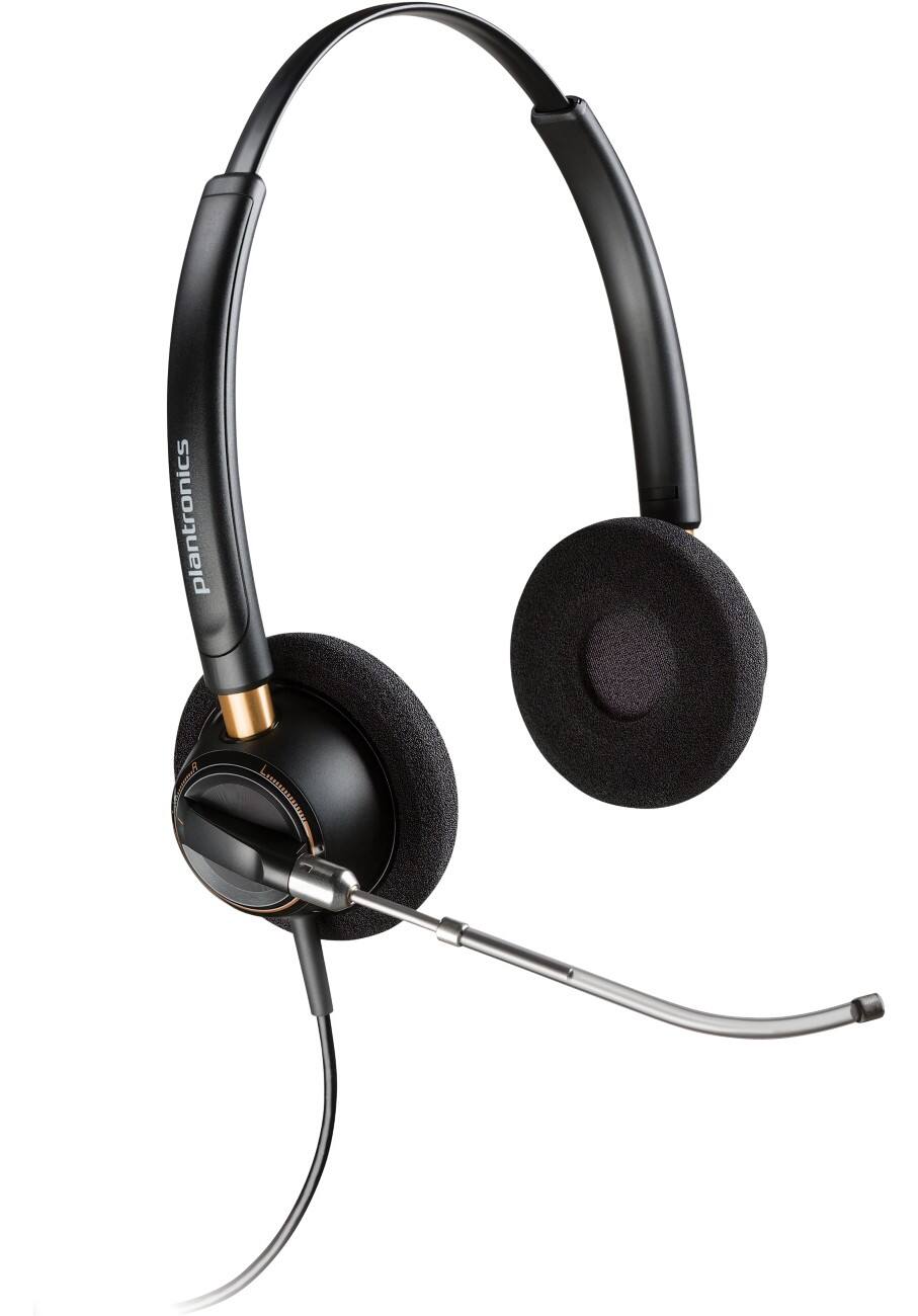 Plantronics ENCOREPRO HW520V Kabelgebundenes Headset mit Kopfbügel, Geräuschunterdrückung und Mikrofon Schwarz