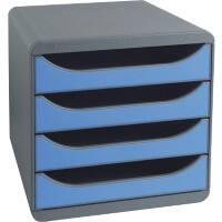 Exacompta Schubladenbox Big-Box DIN A4+ Mausgrau, Eisblau 24,7 x 32,4 x 4,2 cm