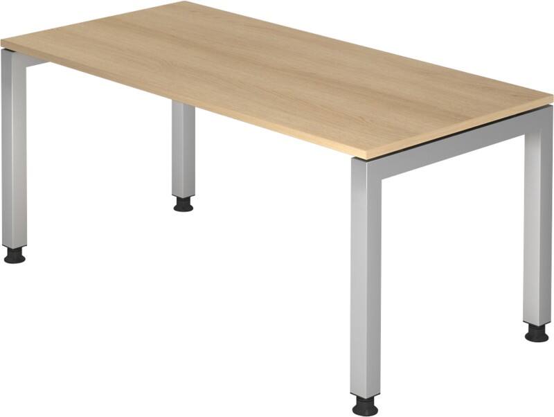 Hammerbacher J Series VJS Höhenverstellbar Schreibtisch Rechteckig Eiche 4 Metallfüße 1.600 (B) x 800 (T) x 760 (H) mm Spanplatte, Stahl