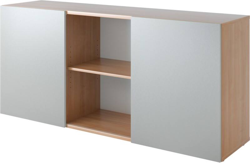 Hammerbacher Schiebetürenschrank Spanplatte 1 Fachboden abschließbar 1.600 x 420 x 748 mm Walnuss Braun, Silber