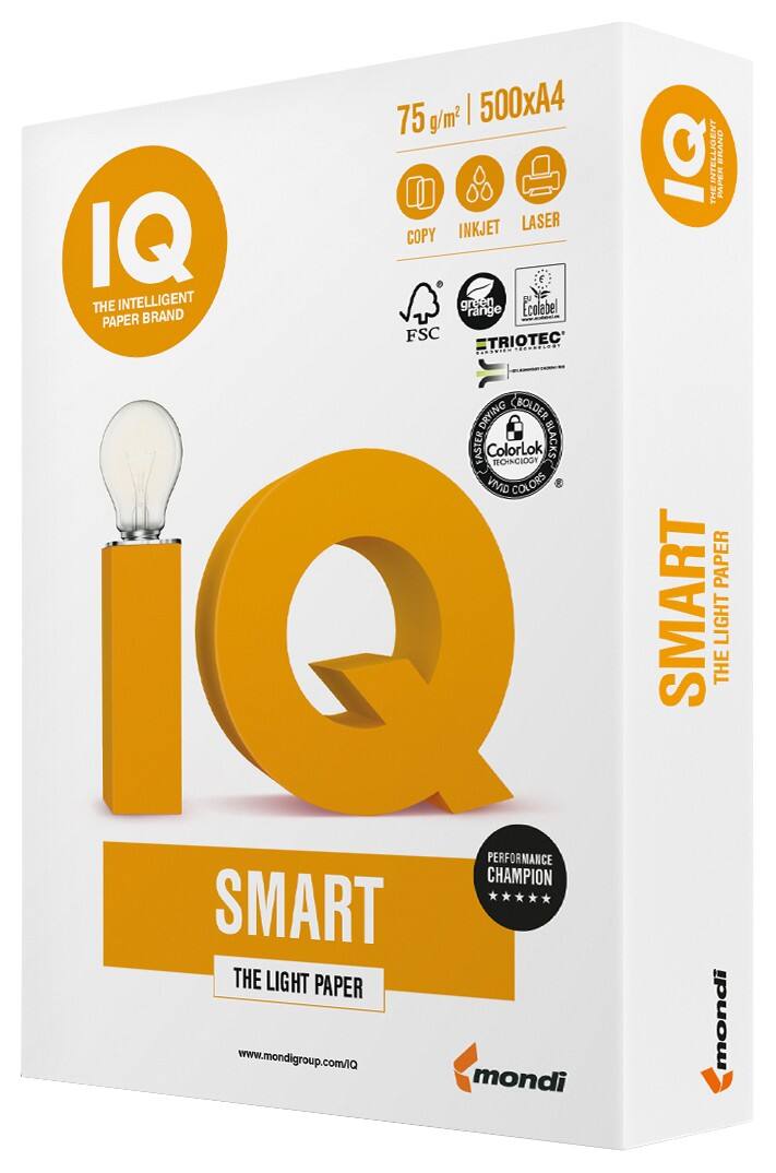 IQ Smart Kopier-/ Druckerpapier DIN A4 75 g/m² Weiß 500 Blatt