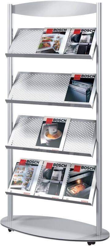 Kerkmann A4 Prospektständer Silber 3471 780 (B) x 340 (T) x 1.700 (H) mm