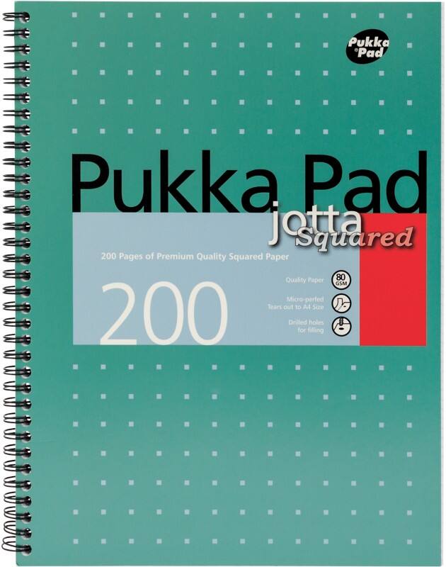 Pukka Pad Notizblock A4 Kariert Spiralbindung Farbig sortiert Gelocht  200 Seiten 3 Stück à 100 Blatt 