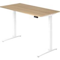 Hammerbacher Sitz-Stehschreibtisch XBHM Eiche, Weiß 1.600 x 800 x 720 x 65 - 130 mm