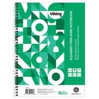 Viking Notizbuch A4+ Kariert Spiralbindung Papier Weiß Nicht perforiert Recycled 200 Seiten