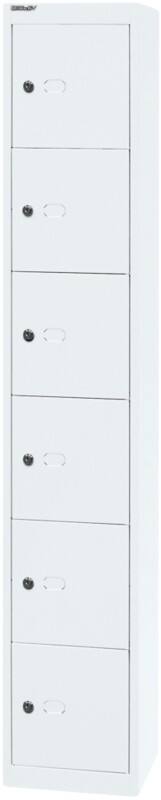 Bisley Metall Schließfach 6 Türen 1 abteile Schlüssel 305 x 457 x 1.802 mm Verkehrsweiß