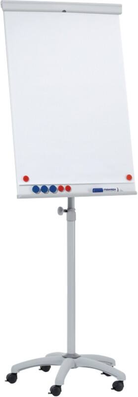 FRANKEN X-tra!Line Magnetisches Flipchart EL-FC31 Höhenverstellbar 68 x 105 cm Mit 5 Rollen und Stiftablage Hellgrau
