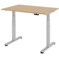 Hammerbacher Sitz-Stehschreibtisch XDSM Eiche, Silber 1.200 x 800 x 800 mm
