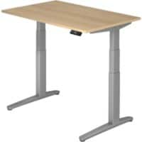 Hammerbacher Sitz- und Stehschreibtisch Elektisch XBHM Rechteckig Eiche, Silber 1.200 x 800 x 720 x 65 - 130 mm